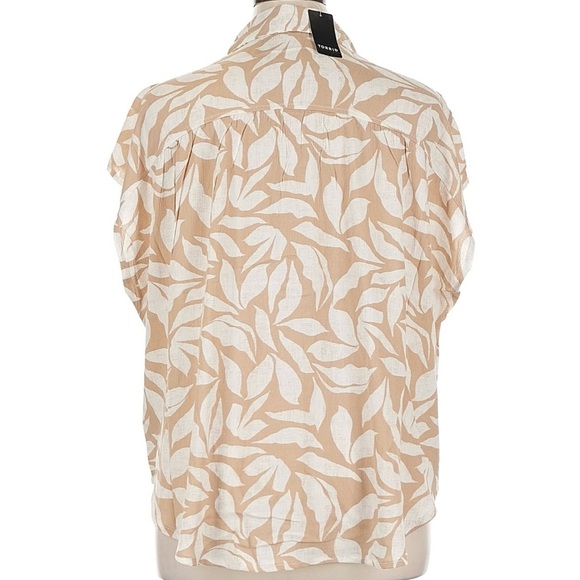 NWT Torrid Crinkle Gauze Dolman Top in tan and white leaf print Size 1X - Picture 3 of 7